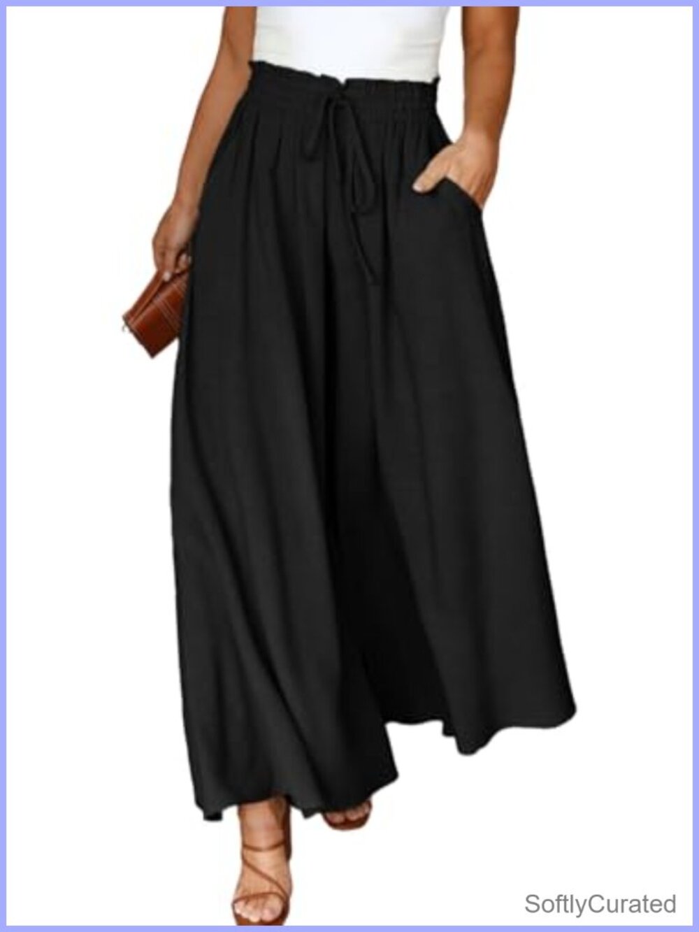 Plus Size Wide Leg Palazzo Pants High Waist Drawstring Flowy with Pockets